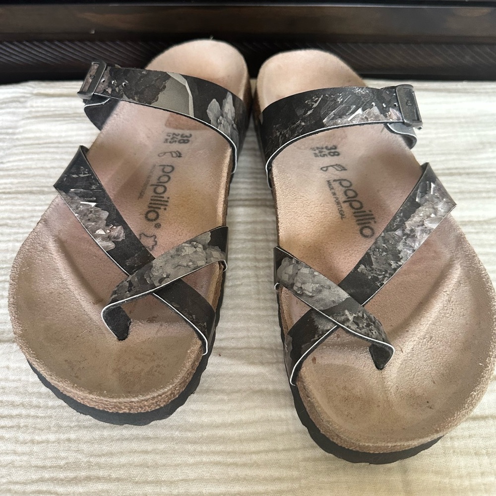 BIRKENSTOCK Papillio Women's Tabora Sandal Crystal Black 38 (7 - 7.5) Toe-loop